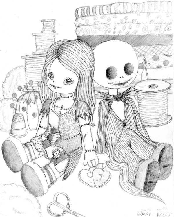 jack and sally coloring pages printing - photo #48